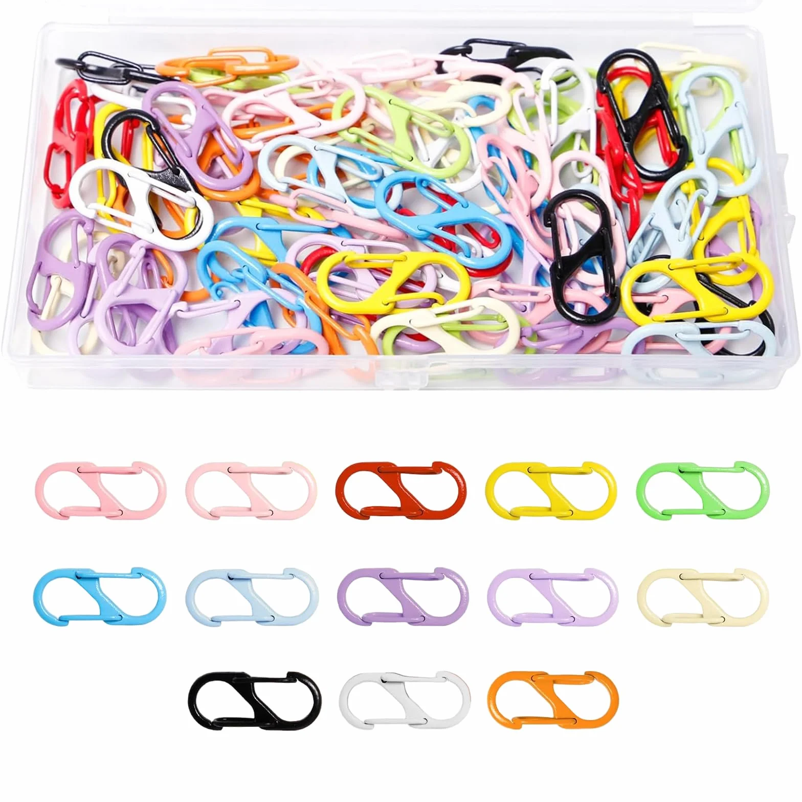 Moschettoni Portachiavi Con Doppia Molla 91 Pezzi Mini Moschettone 13 Colori Campeggio All'Aperto