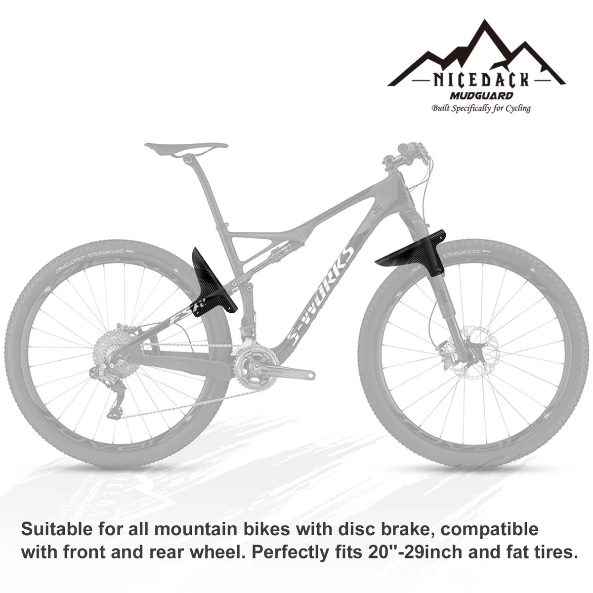Parafango MTB, Compatibile Anteriore o Posteriore Enduro Parafanghi Bici MTB Misura BMX 20 26" 27,5" 28" 29 Pollici Mountain Bike Mudguard e Fat Bike Mud Guard
