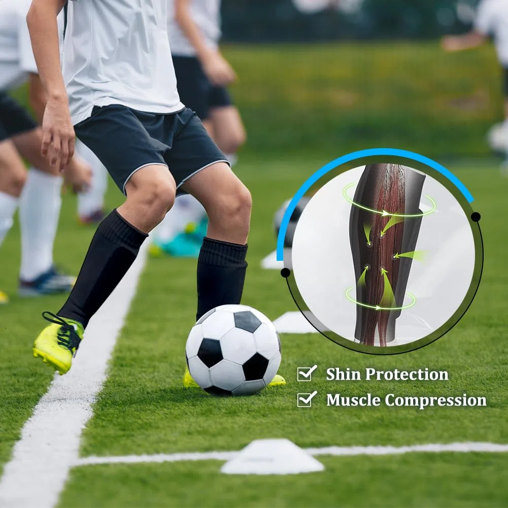 1 paio Parastinchi da Calcio, Manica Protettiva per Polpacci Antiscivolo, Parastinchi Calcio con Imbottitura EVA da 12mm a Nido d'Ape ideale per Calcio e Altri Sport