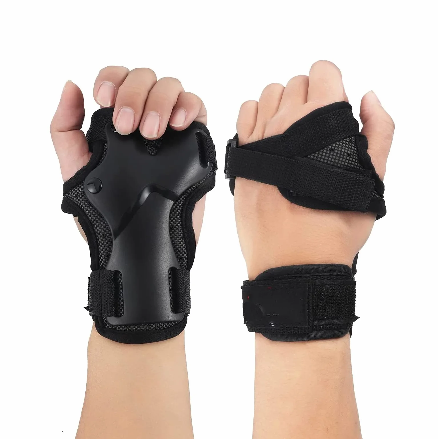 1 Paio Polso Traspirante Avanzata,Guanti da Sci Estesa Polso, Palmi Protezione Roller Skating Guanti Antiscivolo Regolabile
