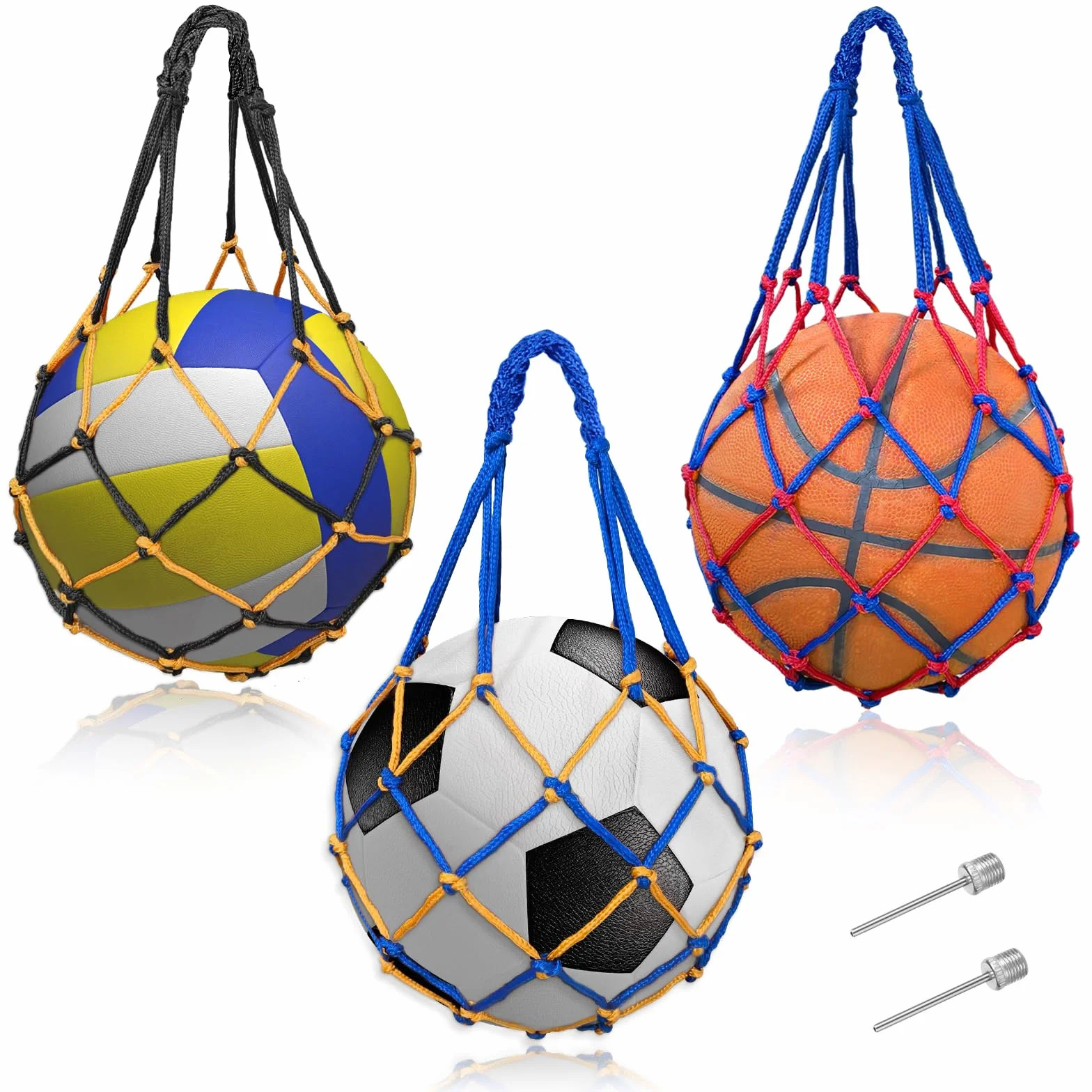 Bellanova 3 Pezzi Borsa a Rete Sportiva Pallone, Sacchi a Rete per Palloni, Rete Portatile per Palloni, Basket, Pallavolo, Palla da Rugby Borsa da Calcio Portatile