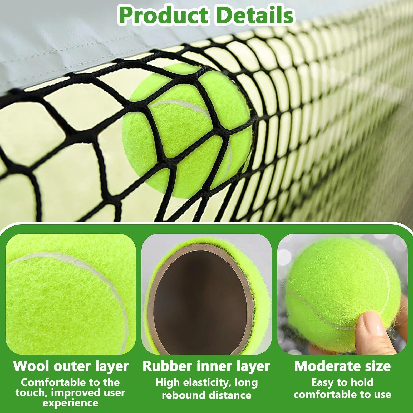 Palline da tennis, 6 Pezzi Bambini Palline Tennis Allenamento, allenamento a lunga robusto, Elevata elasticità, per l'allenamento dei principianti, macchine, esercizio fisico per cani