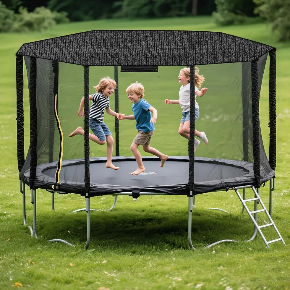 Copertura per Trampolino, 6 aste Copertura Parasole per Trampolino, Antipolvere & Impermeabile Copertura Superiore per Trampolino per Parco Giochi all'aperto in Giardino