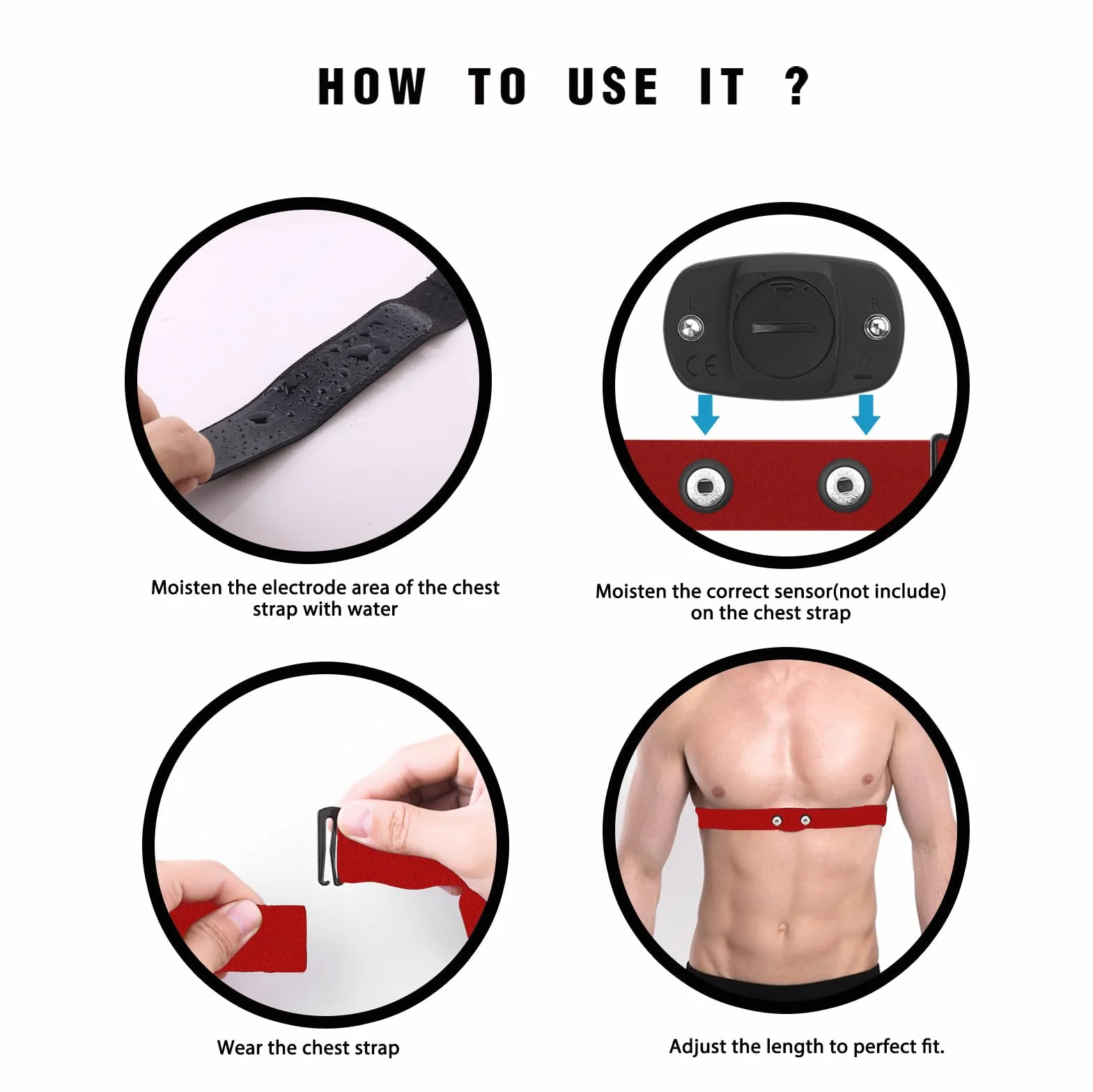 FITCENT Fascia Elastica Regolabile per Cardio Frequenzimetro per Garmin, Wahoo, Polar H10, Coospo,Magene, Bryton,LIVLOV