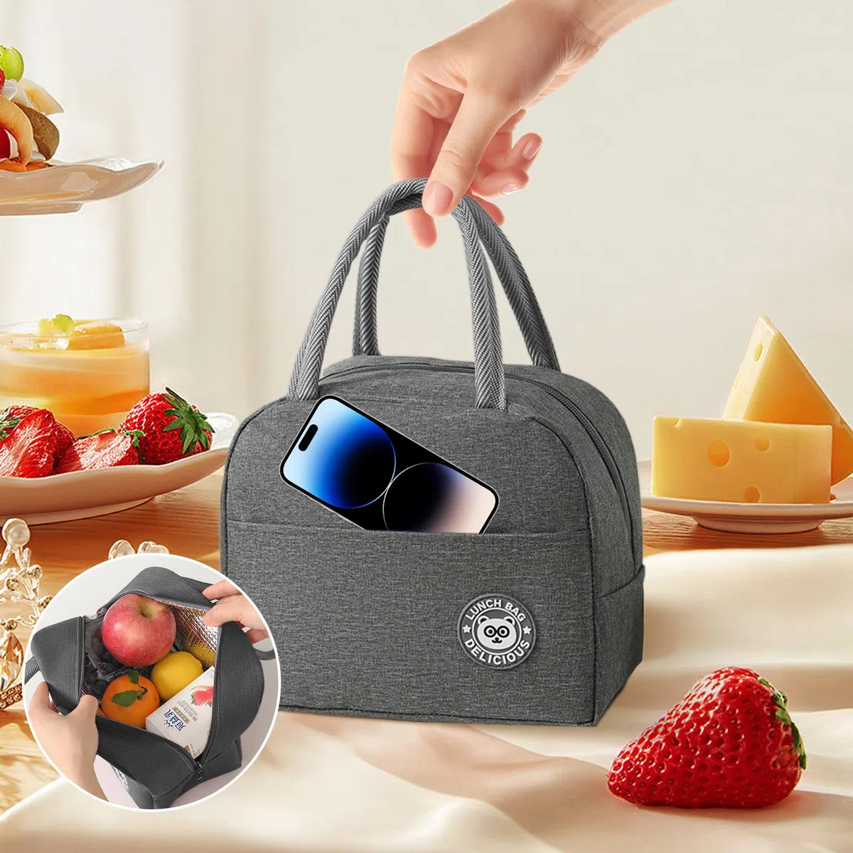 2 Pezzi Borsa Termica Porta Pranzo Piccola 7L Borsa Termica Pranzo, Lunch Bag Riutilizzabile Borsa Frigo Piccola Portatile Per Donne, Uomini, Studenti, Viaggi, Picnic, Scuola