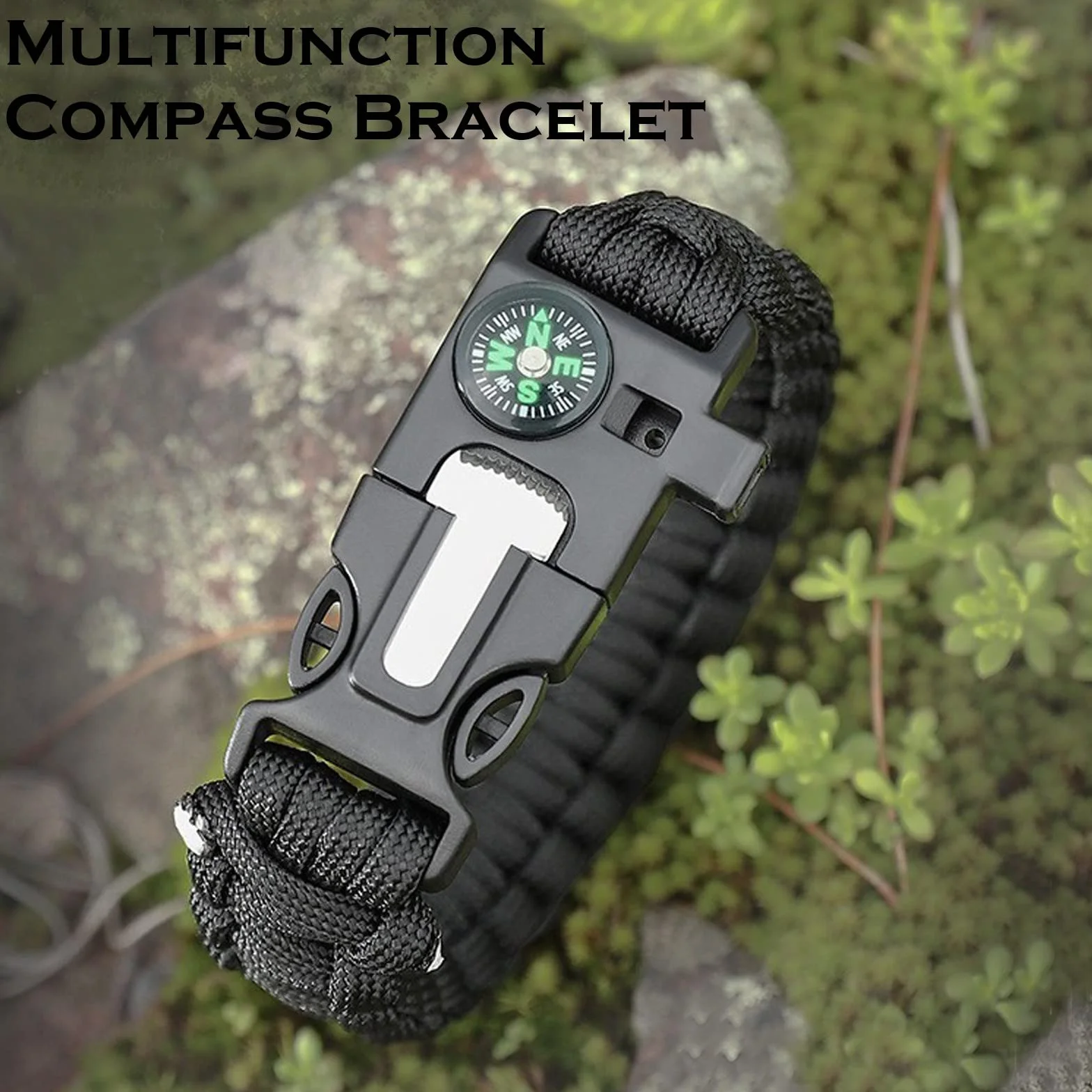 flintronic Braccialetto Paracord Sopravvivenza Kit, Bracciale Sopravvivenza, Braccialetto Sopravvivenza, con Flint/Lampada/Bussola/Termometro/Fischietto, Kit di Emergenza per Escursionismo Campeggio