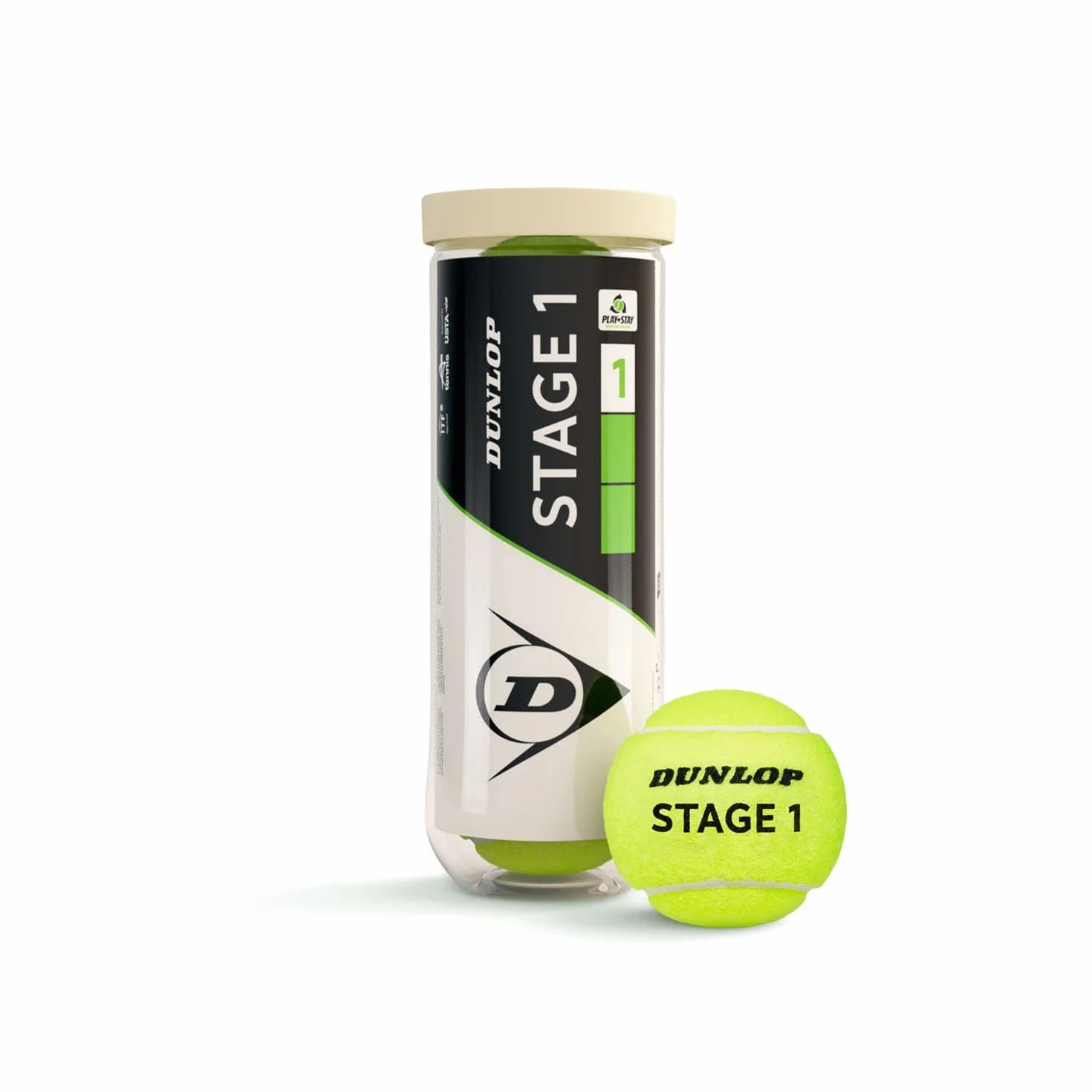 DUNLOP Pallina da tennis Stage 1 verde, per bambini e principianti sul campo grande, 3 palline