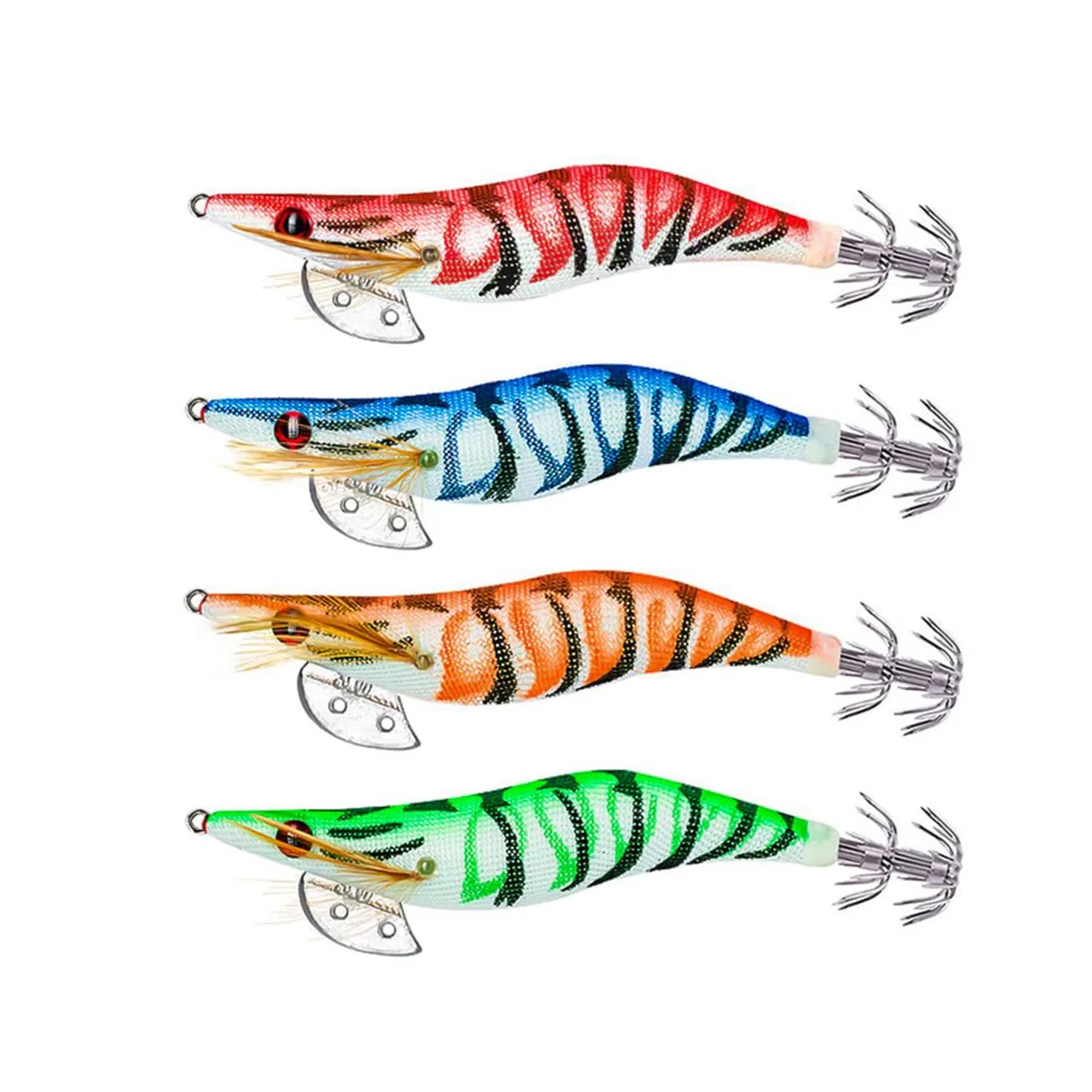 MagiSel Esche luminose pesca seppie, 4 Pcs esca per la pesca di calamari polpo esca per gamberetti, Ami per calamari di gamberetti, Esca per calamari di gamberetti, Esca per gamberetti esche