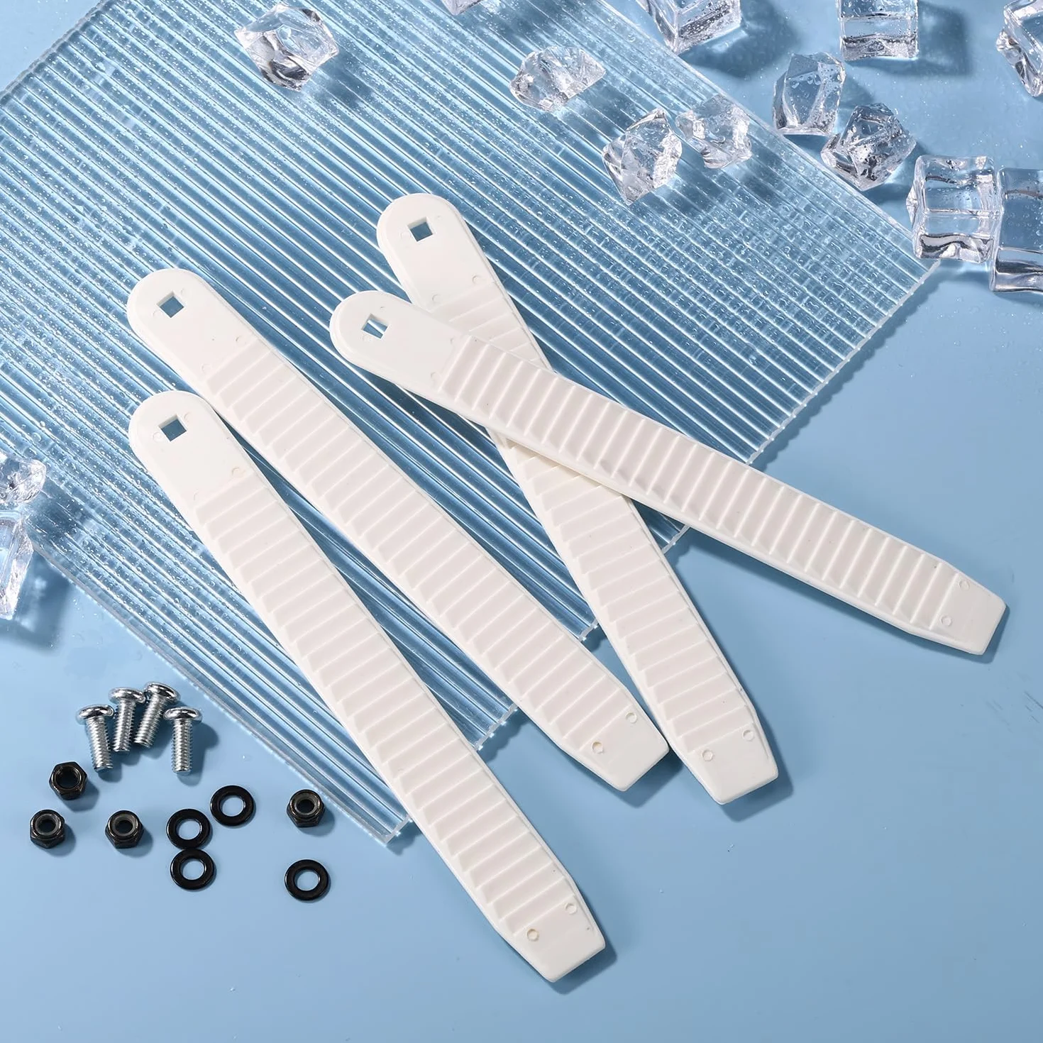 BOXOB 4pz Cinghie per Attacchi Snowboard, 17,5x2,1cm Elevata Elasticità Ricambio Attacchi con Cinturino da Snowboard con Viti Dadi Rondelle per Pattini e Attrezzatura Sportiva