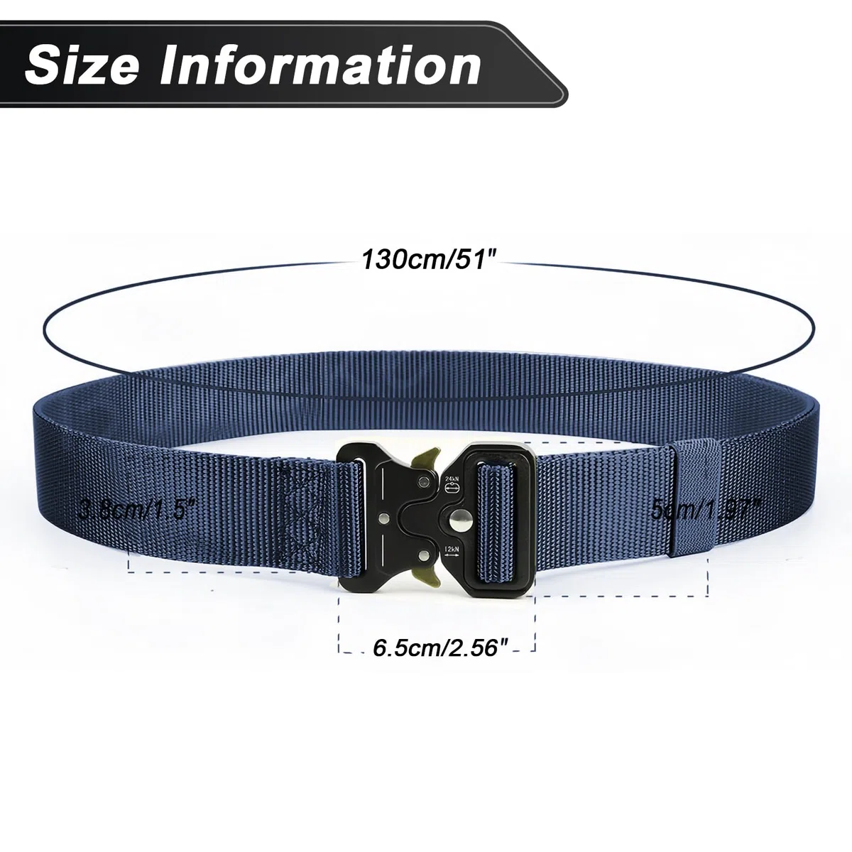 Cintura Tattica, 3,8 cm Cintura da Lavoro Militare Cinturas Tatticas Uomo Heavy Duty Nylon Militare Esercito con Fibbia in Metallo a Sgancio Rapido, per Caccia Trekking Esercizi (Marina Militare)
