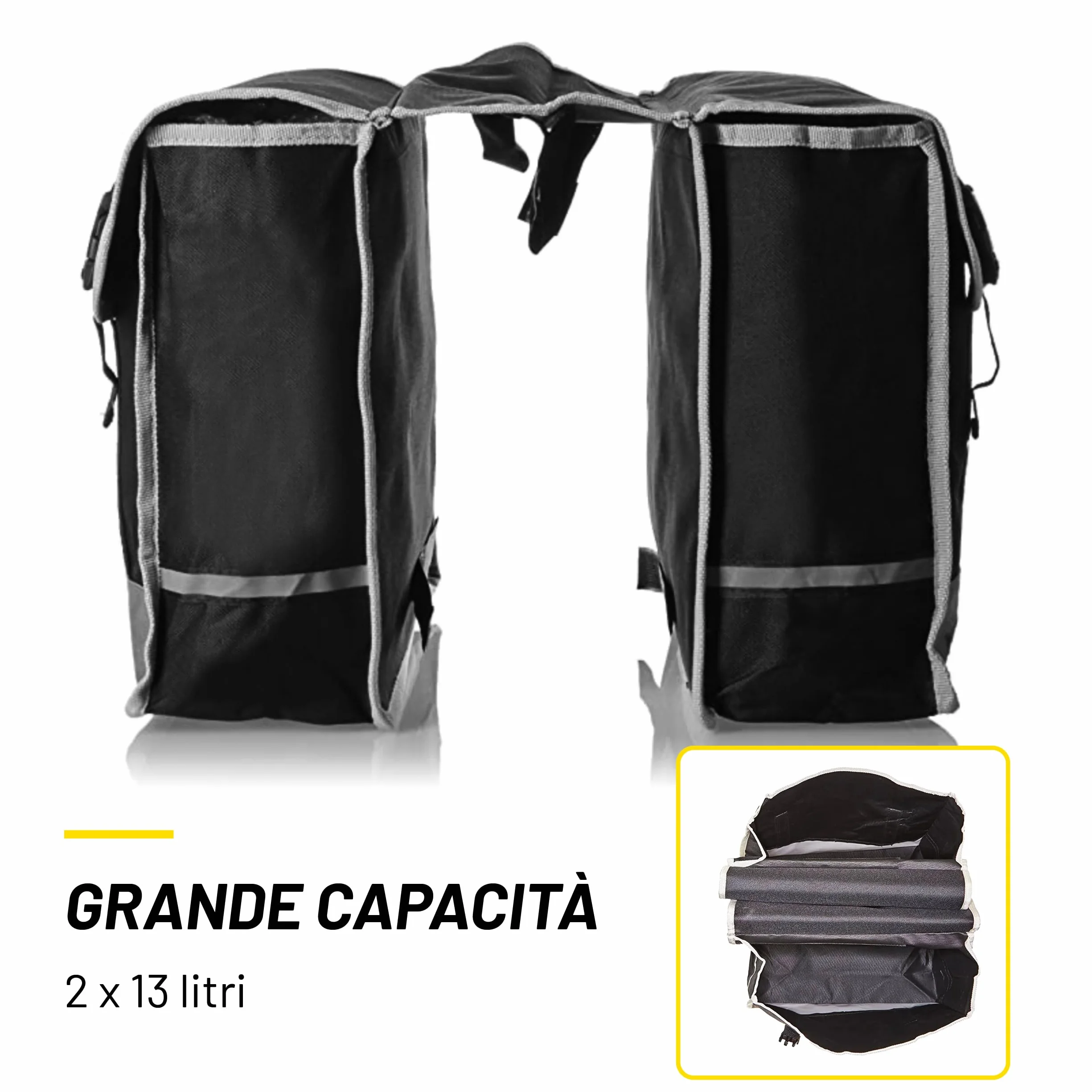 DUNLOP Borsa Bici Posteriore Laterale 2x13 L Impermeabile 36x30x12 cm Nero