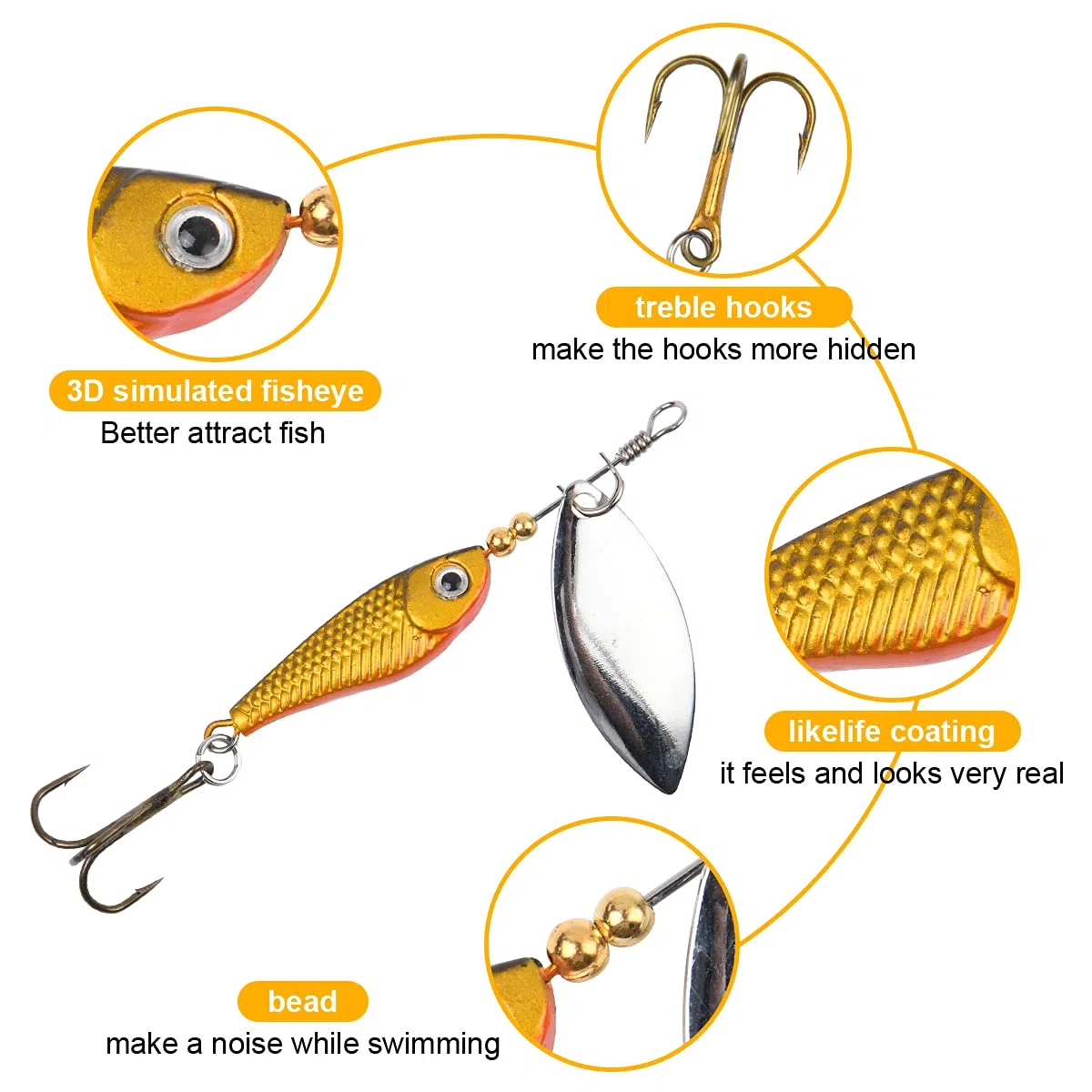 Vicloon Set di 16 Pezzi di Esche per La Pesca alla Trota,Cucchiaini da Pesca Esche Artificiali Spinning per Trota, Persico,Luccio Spoon Kit