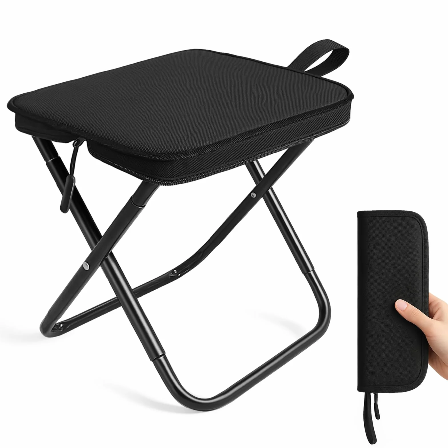 Sgabello Pieghevole, Sedie Pieghevoli Da Esterno, Portatile Leggero Sedia Pieghevole, Per Campeggio, Pesca, Escursioni E Viaggi, Resistente 120kg, Peso 0.6kg