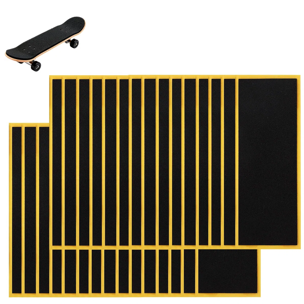 30pz PRO Nastro Grip Fingerboard, 110x38mm Strisce Antiscivolo in Schiuma per Fingerboard Skateboards Adesivi con Forte Aderenza Nastro in Schiuma per Giochi Skateboard da Dito (Nero)