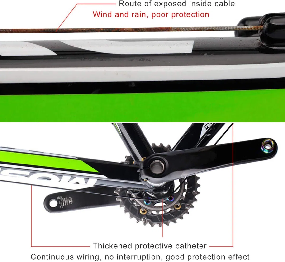 Kit cavi bici, CTRICALVER Kit alloggiamento cavi freno bici, Sostituzione cavo freno bici, Freni bici universali, Cavi freno bici, Cavi freno bici per MTB e bici da strada MTB (Nero)