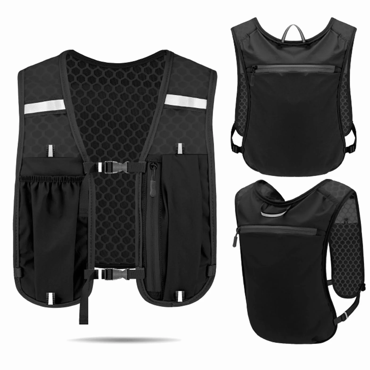 Gilet Running Uomo Donna Leggero, Traspirante Gilet Corsa Con 7 Scompartimenti E Porta Cellulare, Zaino Da Corsa Idratazione Con Strisce Riflettenti, Running Vest Per Trail Ciclismo Trekking