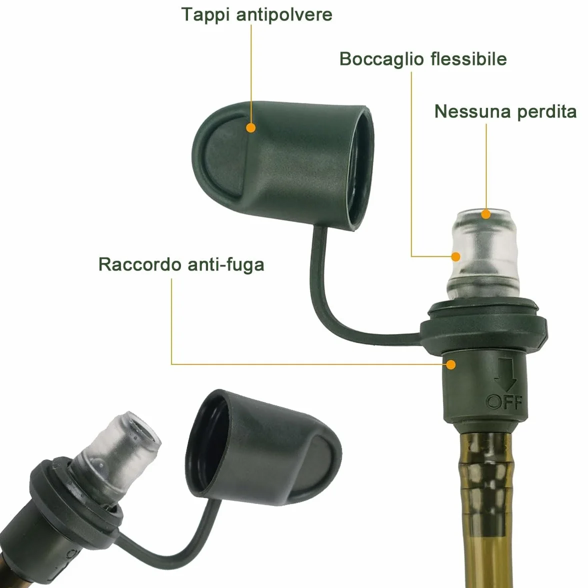 Sacca Idrica 2L Portatile con Tubo per Bere per Ciclismo Corsa Escursionismo Blu Nero Verde