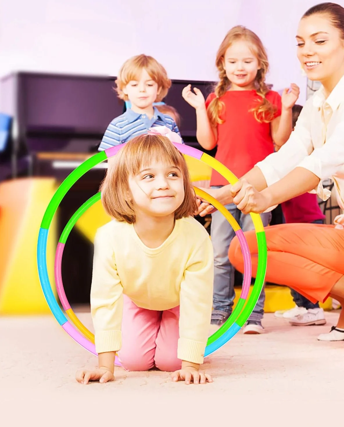 Hula Hoop per Bambini, Hula Hoop Pieghevole in Plastica, Cerchio di Fitness Splicing Rimovibile per hula hoop per Ginnastica da Dimagrire, Danza, Giochi