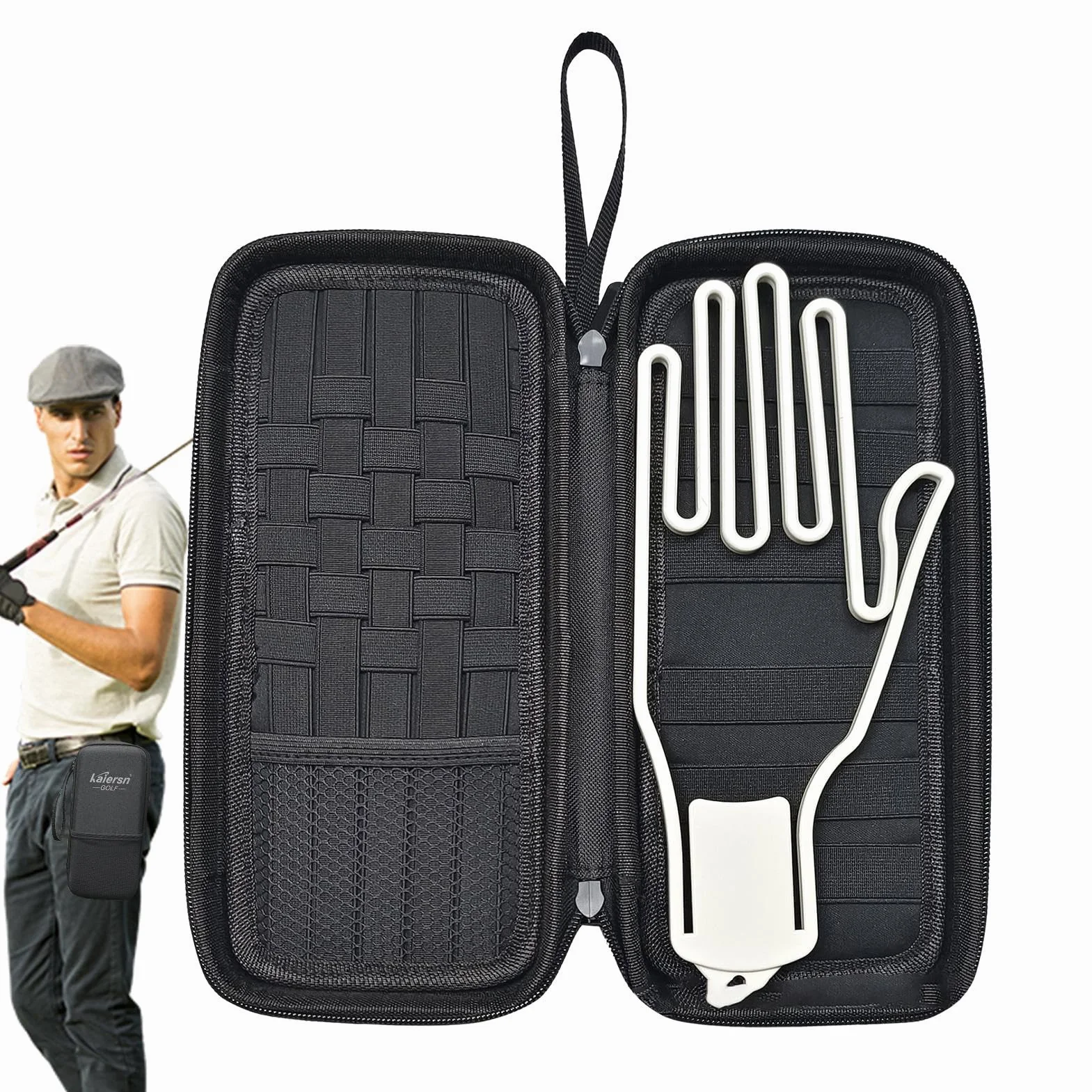 Borsa portaoggetti per guanti da golf Custodia rigida con ganci esterni