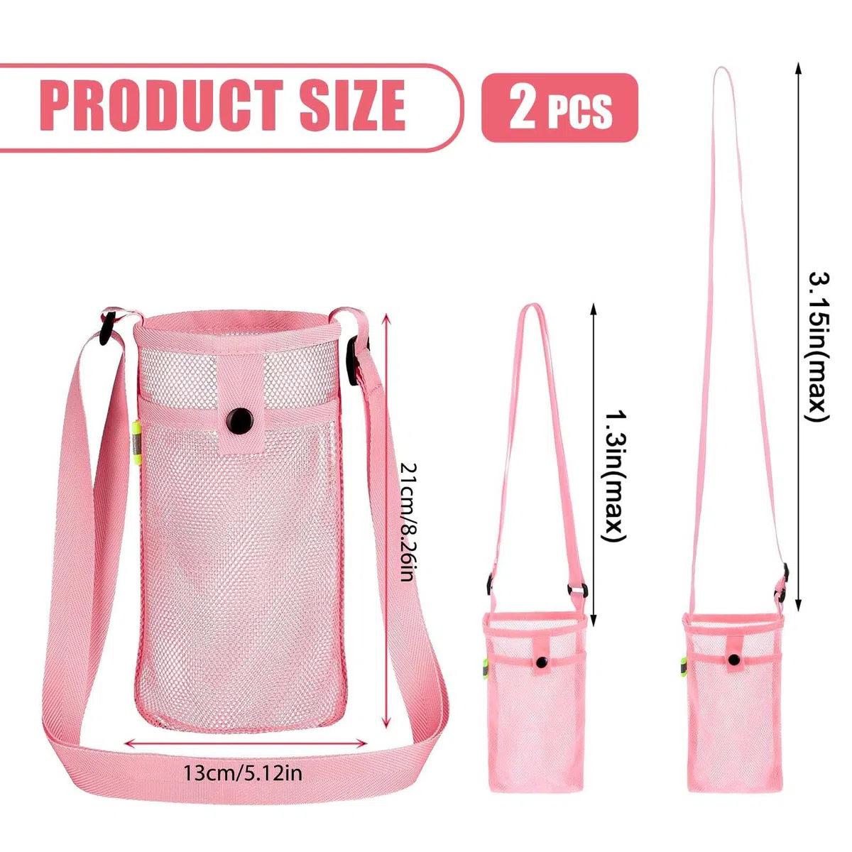 Protezione per Bottiglia D'acqua,2 PCS Borsa per Bottiglia, Portabottiglie, Tracolla Regolabile/Portatile, per Bottiglia D'acqua/Portaborraccia per Campeggio Ciclismo Trekking