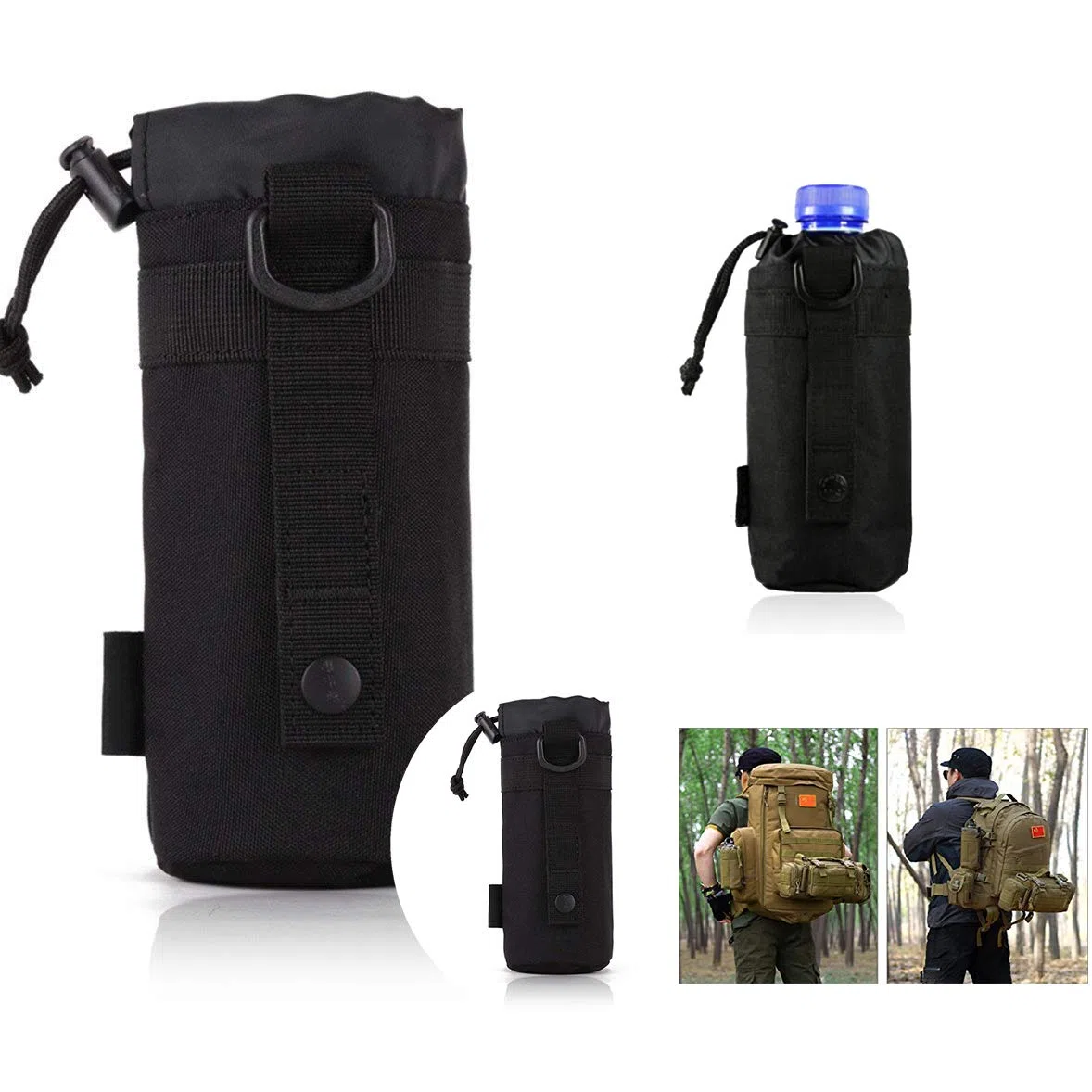 Borsa Bottiglia Outdoor,Borsa per Borracce Portabottiglie Militare per Campeggio Escursionismo Ciclismo 550ml