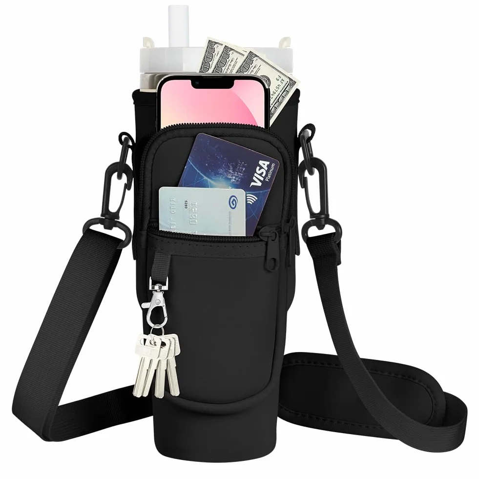 Porta Borraccia con Tracolla, Borsa per Stanley Cup con Tracolla Regolabile Accessori Borsa Porta Bottiglie d'Acqua Borsa 40oz PortabottiglieCopertura Protettiva per Tazza di Bottiglia d'Acqua