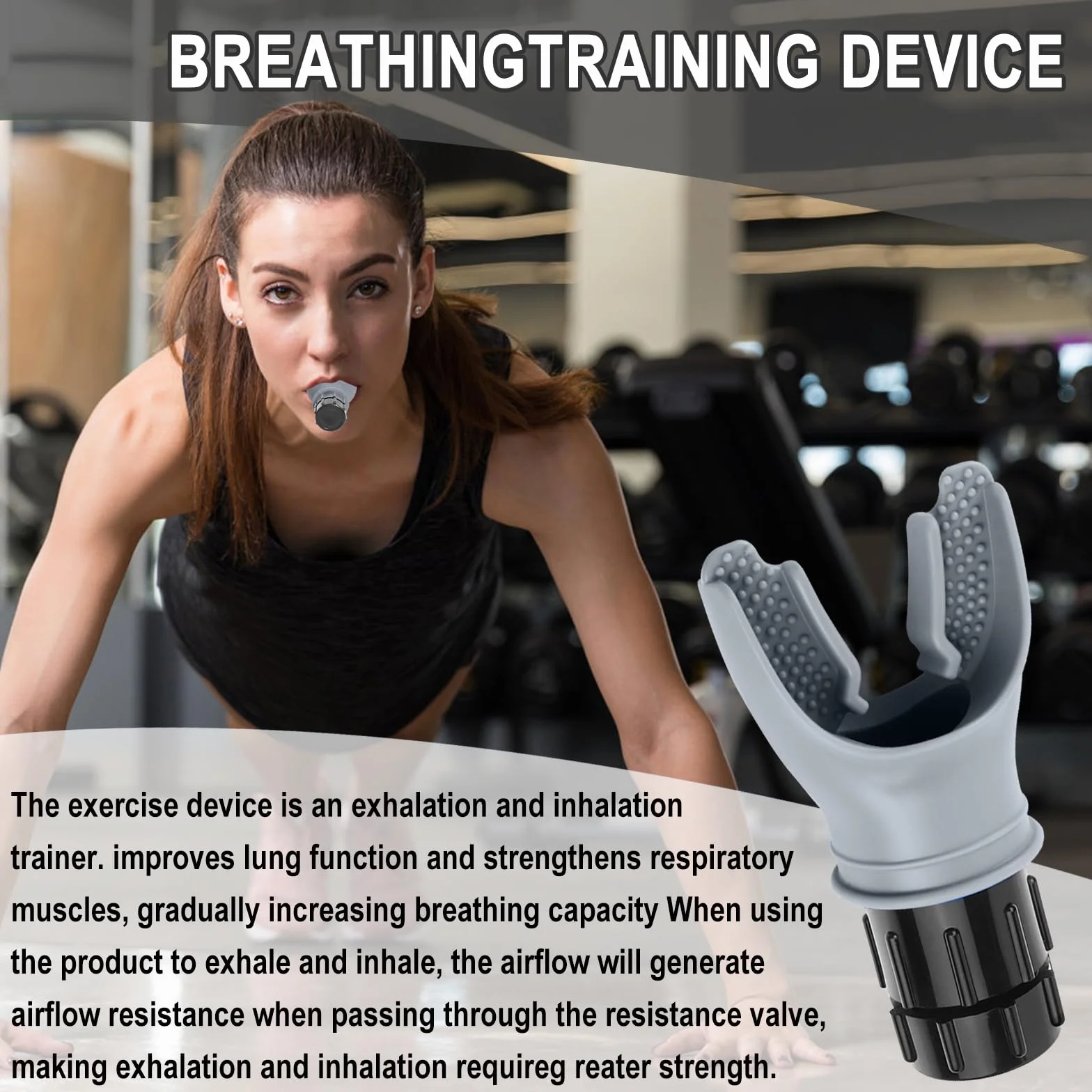 Respiratore Allenamento, Espansore Polmonare di Respirazione, Esercizio Respiratorio per Polmoni, Respiratore Spirometro Aumenta la Forza Respiratoria per Terapia Respiratoria (Grigio)