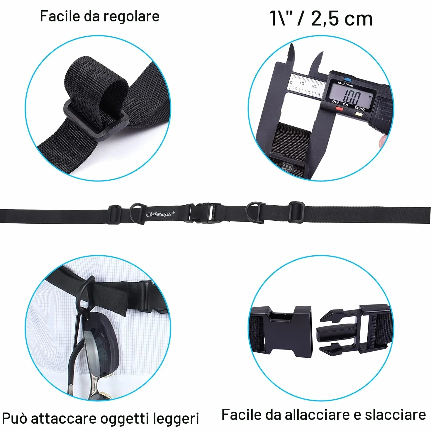 Wisdompro Cinghia Toracica per Zaino Antiscivolo Regolabile con Fibbia, per Escursionismo e Jogging
