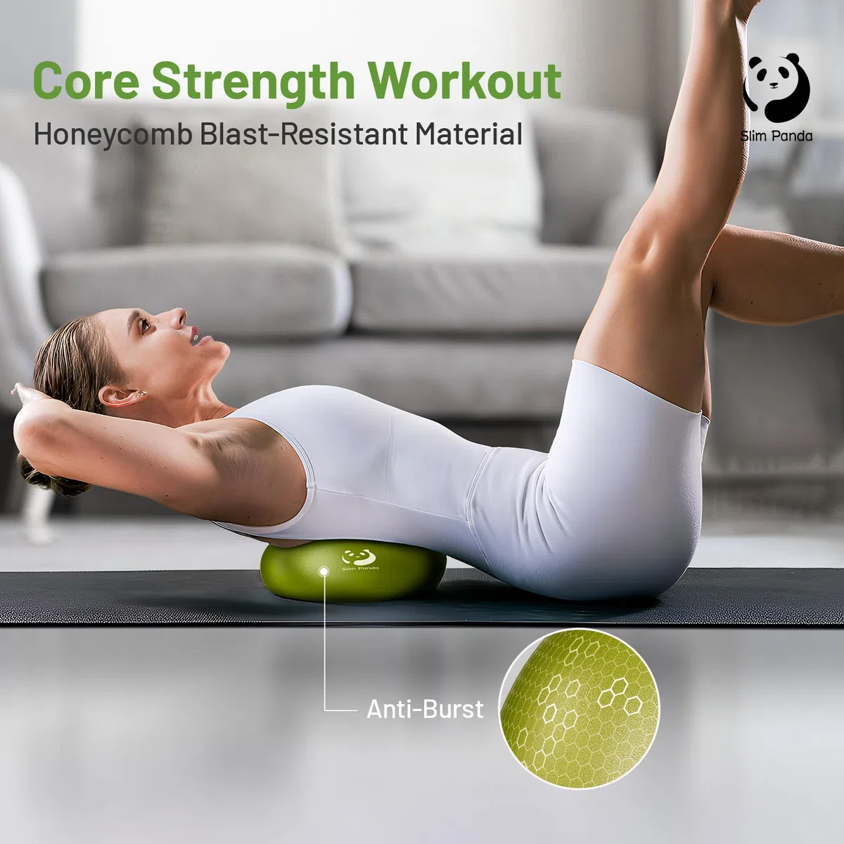 Slim Panda Palla Pilates Piccola,23-25cm Anti Scoppio Antiscivolo Palla Ginnastica con Pompa,Soft PVC Palla da Yoga per Fitness(Ugello di Gonfiaggio Anti-perdita)