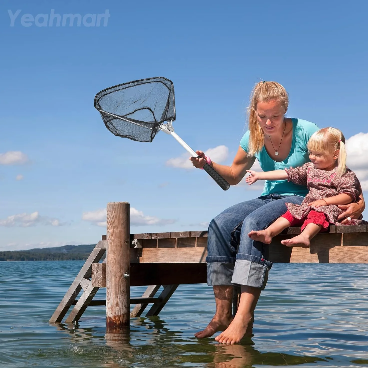 Rete da pesca pieghevole nera 51 cm – Sacatiera per adulti e bambini, atterraggio per salmone e pesce gatto