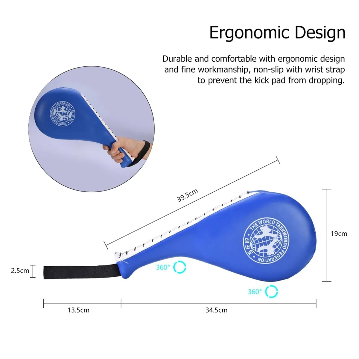 Pad per calci Taekwondo, 15x7,48x1,96 pollici Taekwondo Double Kick Train Strike Pad Cuscinetti per bersagli per calci marziali in pelle PU Racchette da punzonatura per gli amanti della boxe