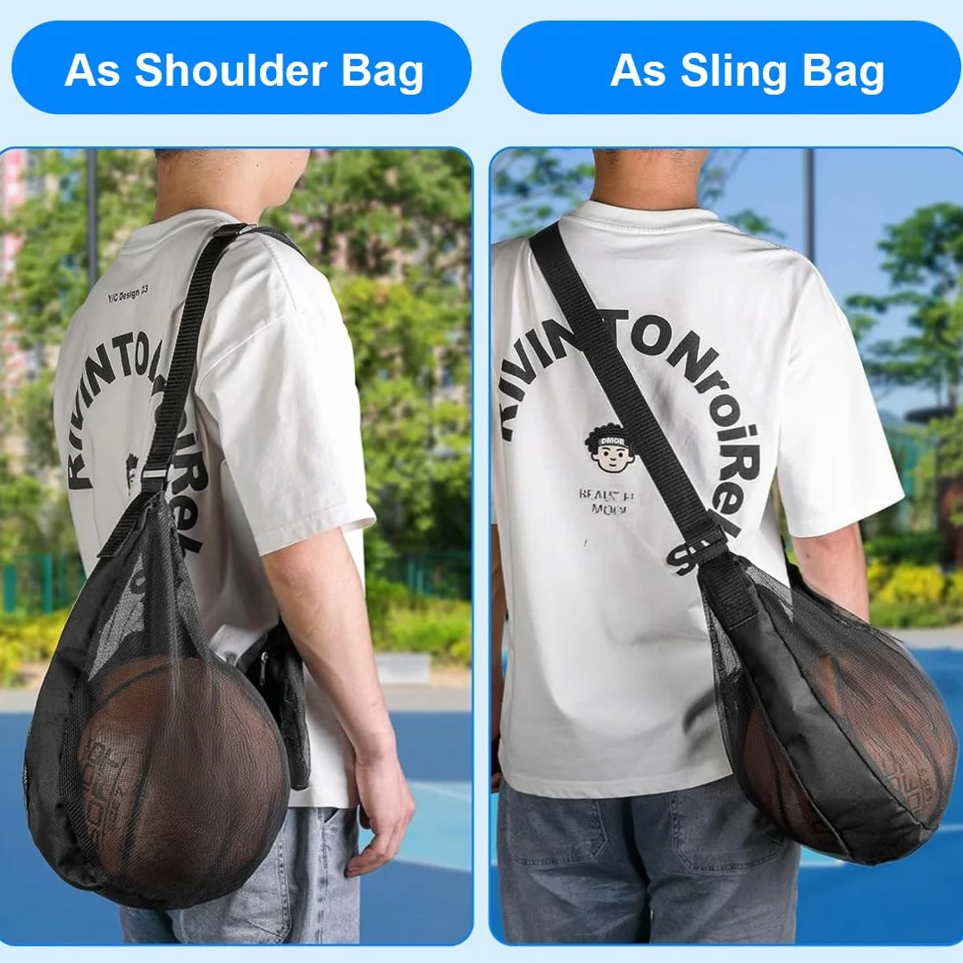 Zaino Basket, Porta da Calcio Basket Accessori, Sacca Zaino, Borsa da Pallacanestro, Borsa a Rete con Moschettone, Borsa a Rete per Calcio