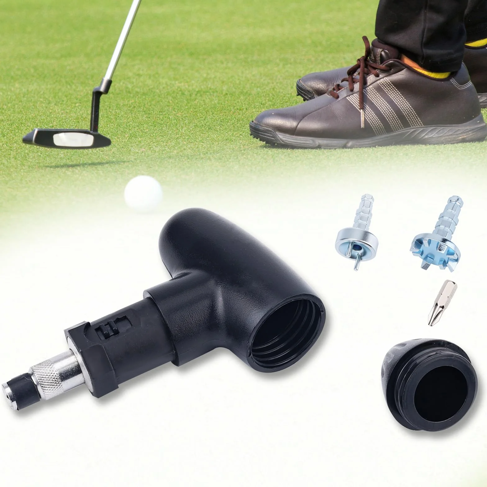 Chiave per Chiodi Scarpe da Golf, Manico in Ferro e Plastica Universale Rimozione Chiodi con Meccanismo a Cricchetto Strumento di Regolazione Tacchetti Golf per Una Facile Sostituzione Tacchetti
