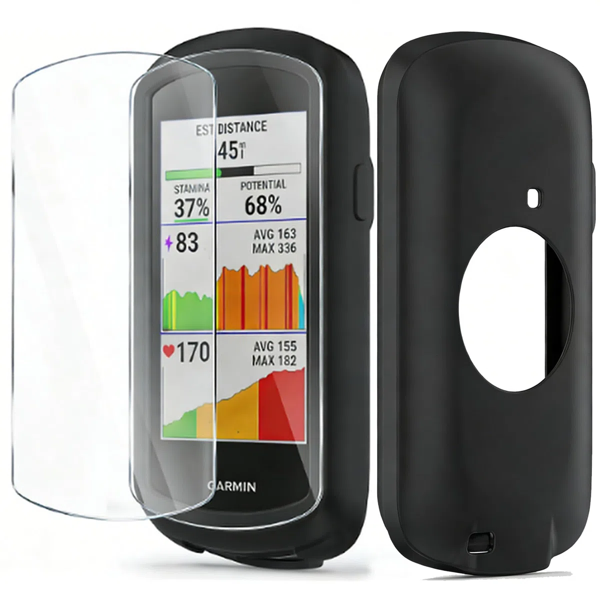 Custodia per Garmin Edge 1040 + 2 Fogli di Protezione, Custodia in Silicone Morbido Antishock per GPS Bici Ciclismo Touring, Protezione Completa Della Cassa per Garmin Edge 1040, Nero