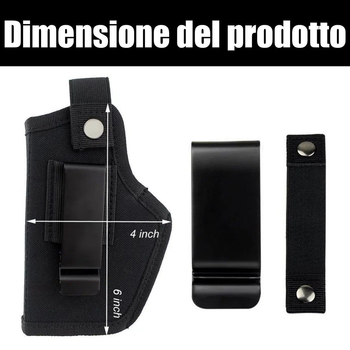 2 Pezzi Fondina per Pistola Nascosta, Pistola Interna o Esterna per Mano Sinistra e Destra, Pistole Tattiche Holster, Nylon Fondina da Trasporto Nascosta, Nero