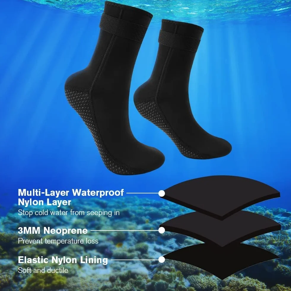 flintronic Calzini da Immersione, Calzini Neoprene, Calze in Neoprene da 3 mm, Calze Nuoto Antiscivolo, Calze Subacquea per Subacquee, Snorkeling, Surf, Vela, Immersioni, Kayak