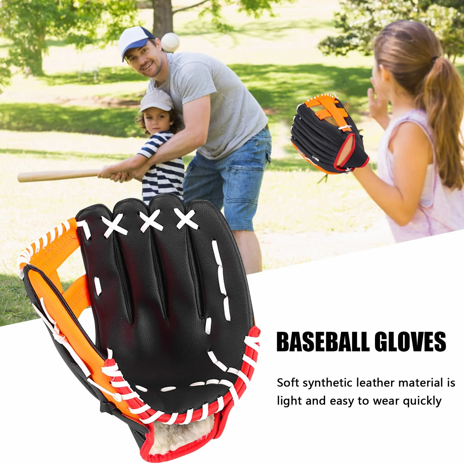 Guanto da Softball per Adulti, Guanto da Baseball Sportivo per Bambini | Guanti Singoli da Baseball Sportivi e Professionali,Getta Un Regalo Sportivo di Compleanno di Natale per Bambini