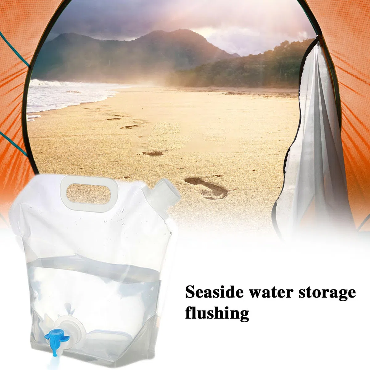 Contenitore per acqua da campeggio con rubinetto - Sacchetto di stoccaggio 'acqua esterno 5L/10L | Contenitore per acqua pieghevole | Serbatoio d'acqua pieghevole per campeggio,