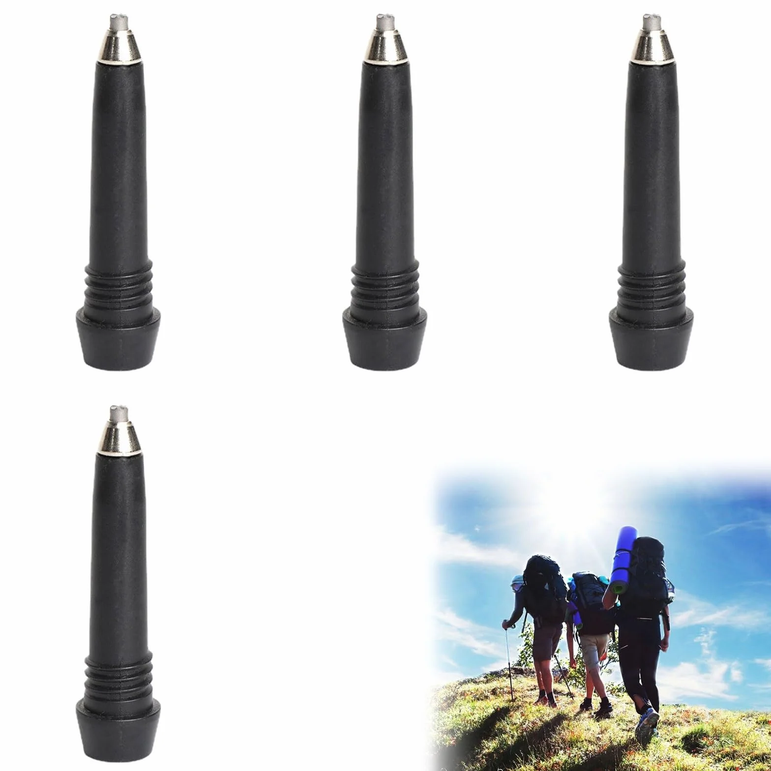 Punta per Canna da Trekking Portatile, Walking Asta di Ricambio, 4 Pezzi