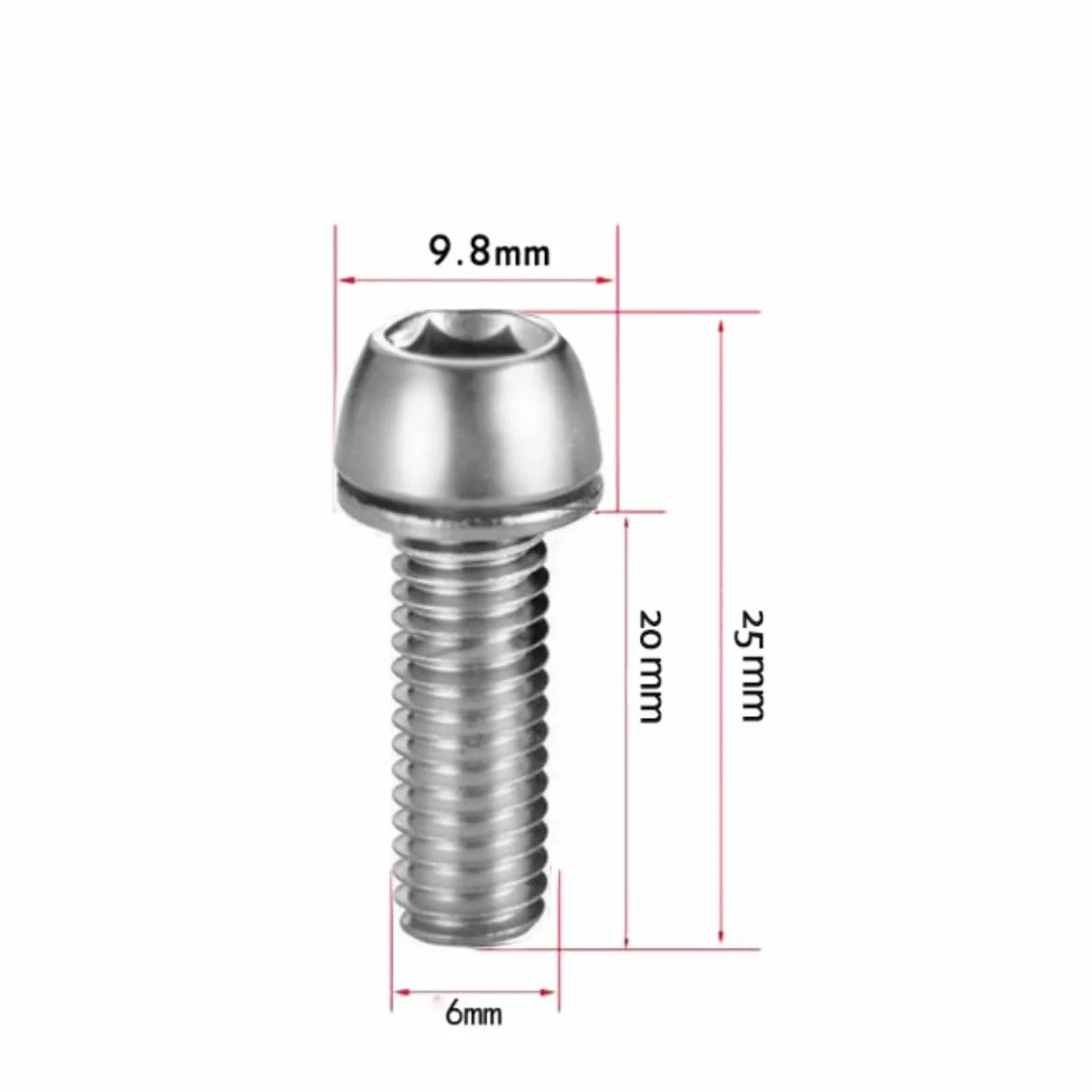 Set di 6 viti per attacco manubrio, per bicicletta, per bici da corsa, MTB, mountain bike, M6 x 20 mm