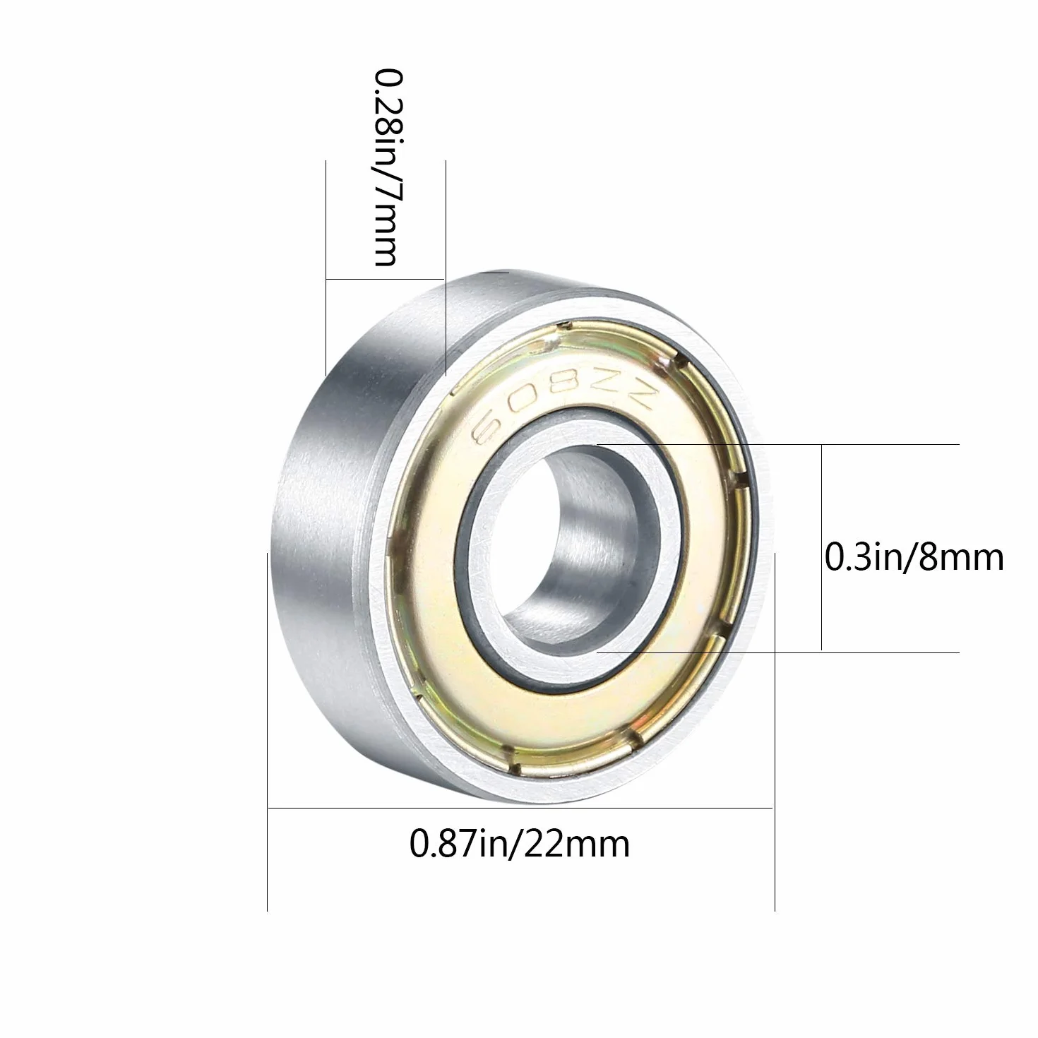 Cuscinetti a Sfera 608 ZZ 8x22x7 mm per Skateboard Rollerblade Longboard